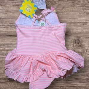 Pink Striped Ruffle Swimsuit